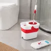 The multi-functional rotating mop bucket with red and white color scheme is a household floor cleaning wonder and an easy cleaning and mopping tool details Picture